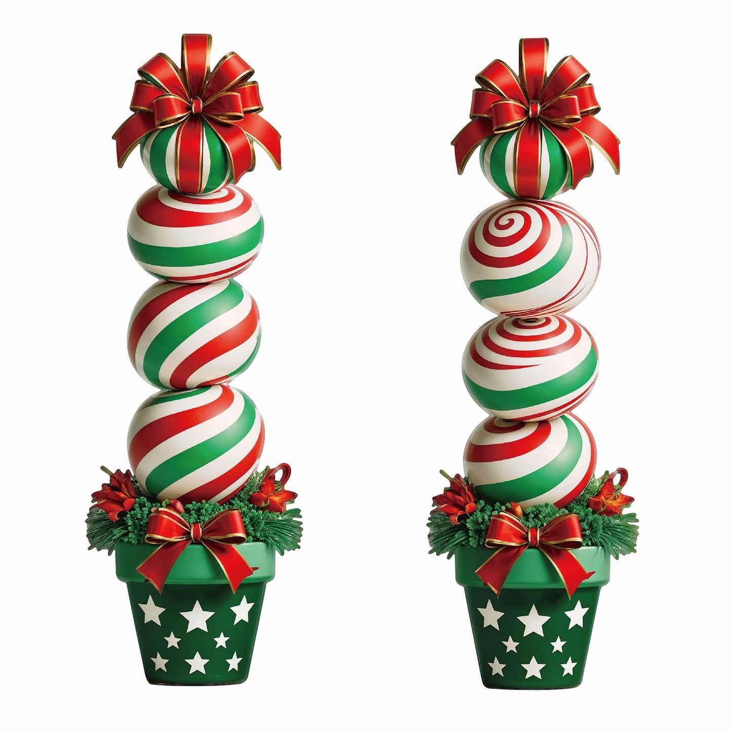 33" Christmas Decorations Outdoor Candy Christmas Decorations, 2ct Large Tall Outdoor Stake Signs 4 Interlocking PP Panels with H-Brackets Fiberglass Rods for Lawn Pathway Xmas Party