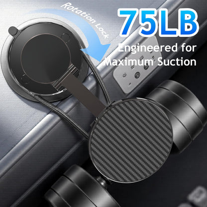 Phone Holders for Your Car, Compatible with MagSafe, Ultra Vacuum Suction Cup Mount, 360° Rotation, Car Phone Holder Compatible with All Models, Carbon Fiber Coffee