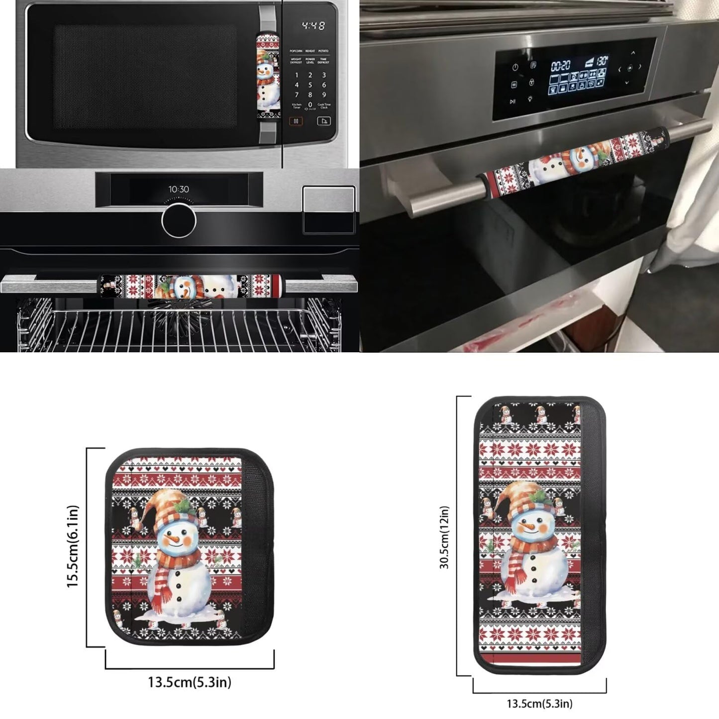 Yatixapu Refrigerator Door Handle Covers Set of 6, Christmas Snowman Appliance Handle Covers Fits Kitchen Refrigerator Microwave Oven Or Dishwasher, Protect Antiskid Washable Decor Cloth