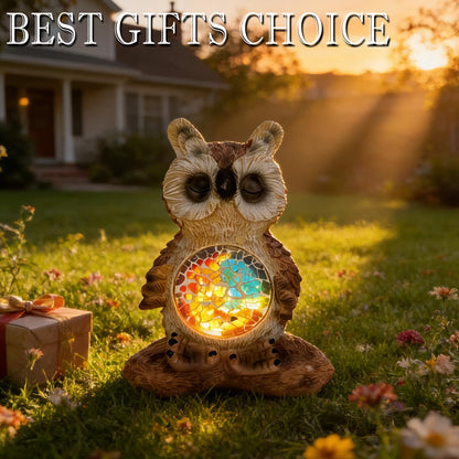 Vasesun Solar Owl Garden Statues Decor for Outdoor, Brown Yoga Owl Figurine Lights for Lawn Patio Yard Decoration - Unique Christmas Housewarming Gift for Grandma Wowen Mom