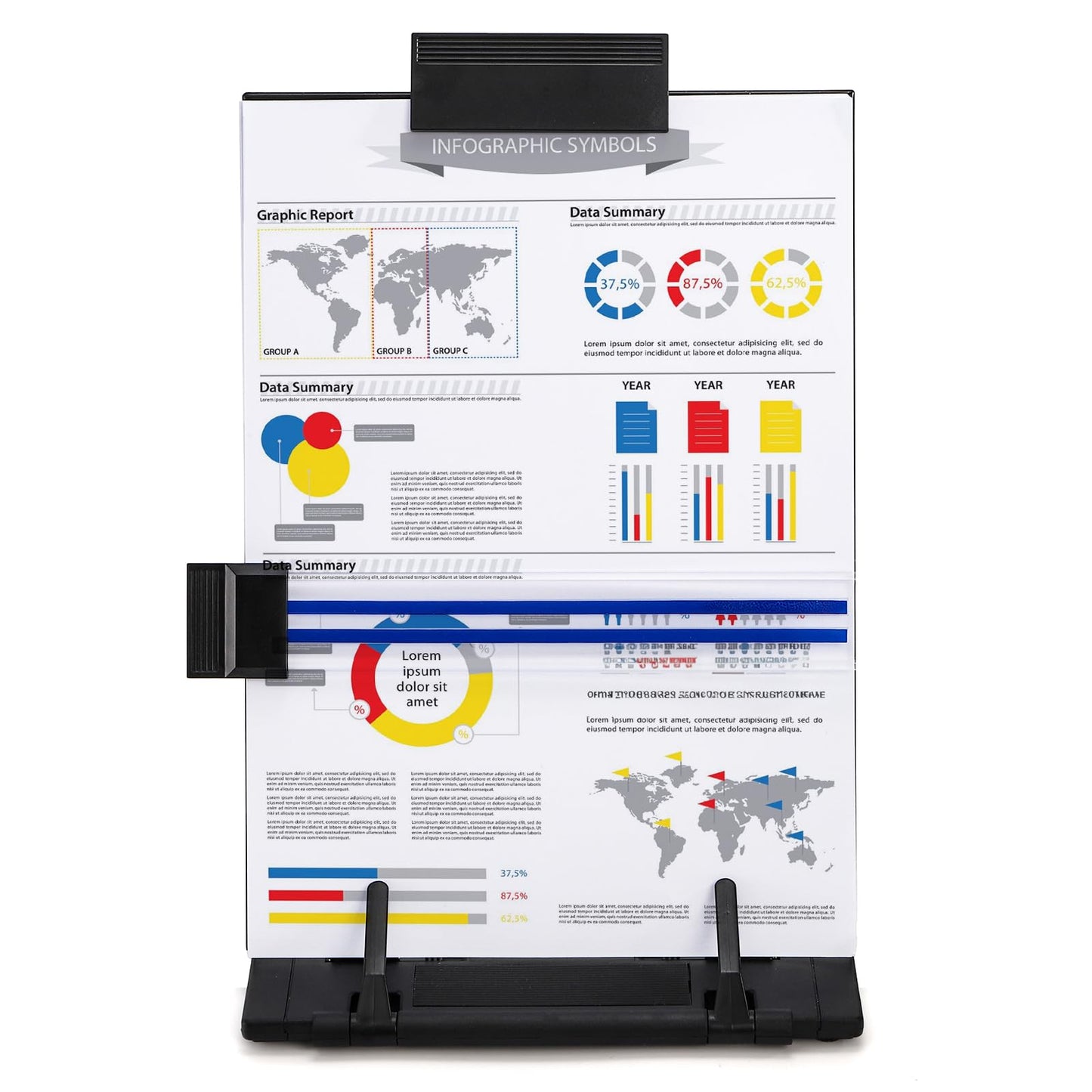 Lawei 2 Pack Desktop Document Holder with Adjustable Clip and Line Guide, Portable Document Book Holder - Copy Holder for Letter, Legal A4 Documents, Up to 150 Sheets, Black