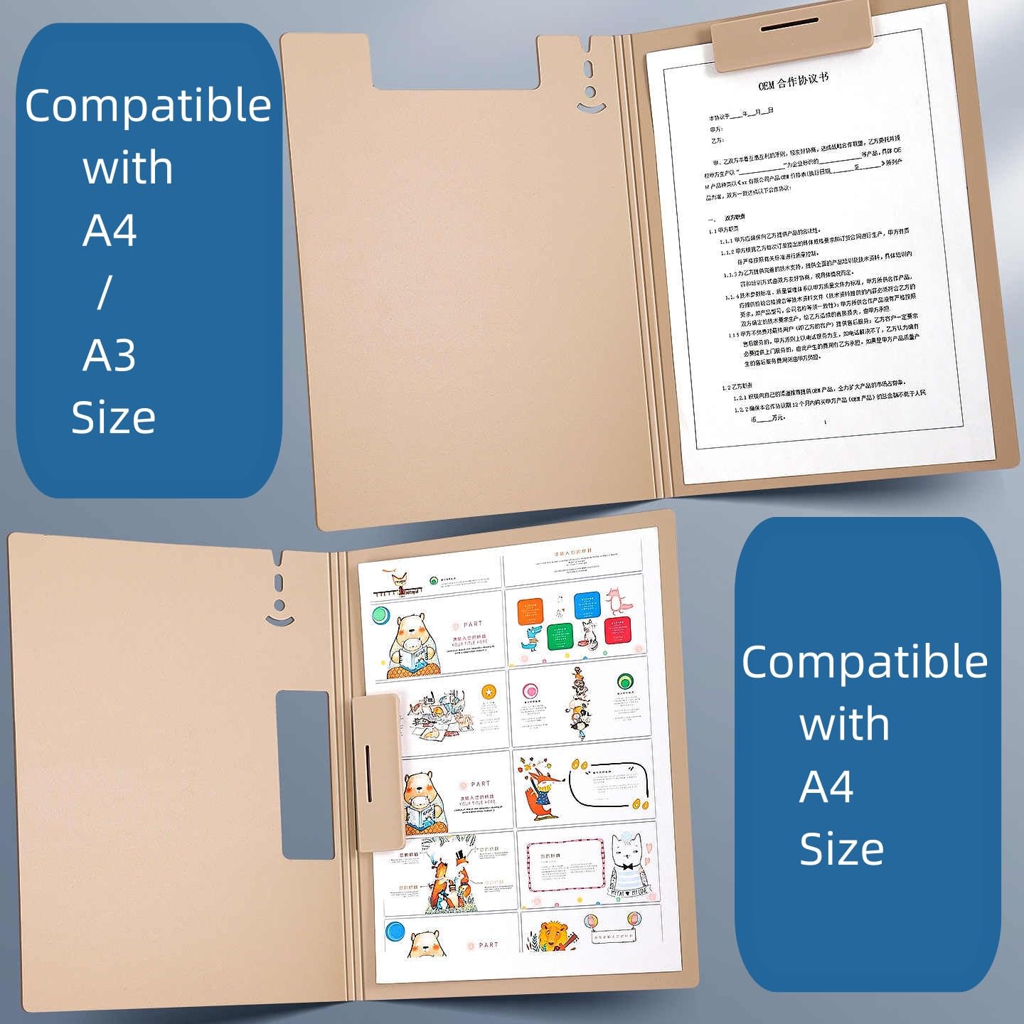 Clipboard Folder, 4 Pcs A4 Foldable Clipboard with Metal Clip, 360° Foldable 12.5x9 Inch Plastic Clipboard, Document Holder for Work