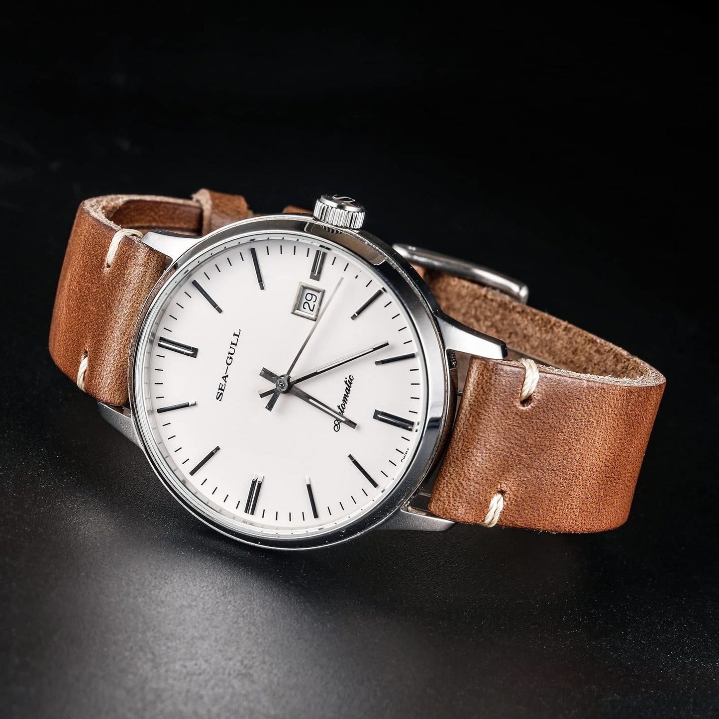 hemsut h 21mm Leather Watch Bands for Men, Thin Soft Horween Leather Watch Strap Quick Release Vintage Watch Wrap