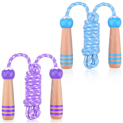 Lorvain Jump Rope for Kids, Adjustable Kids Jump Ropes for Girls Boys Toddler Fitness, Cotton Skipping Rope with Wooden Handle for Outdoor Fun Activities Exercise