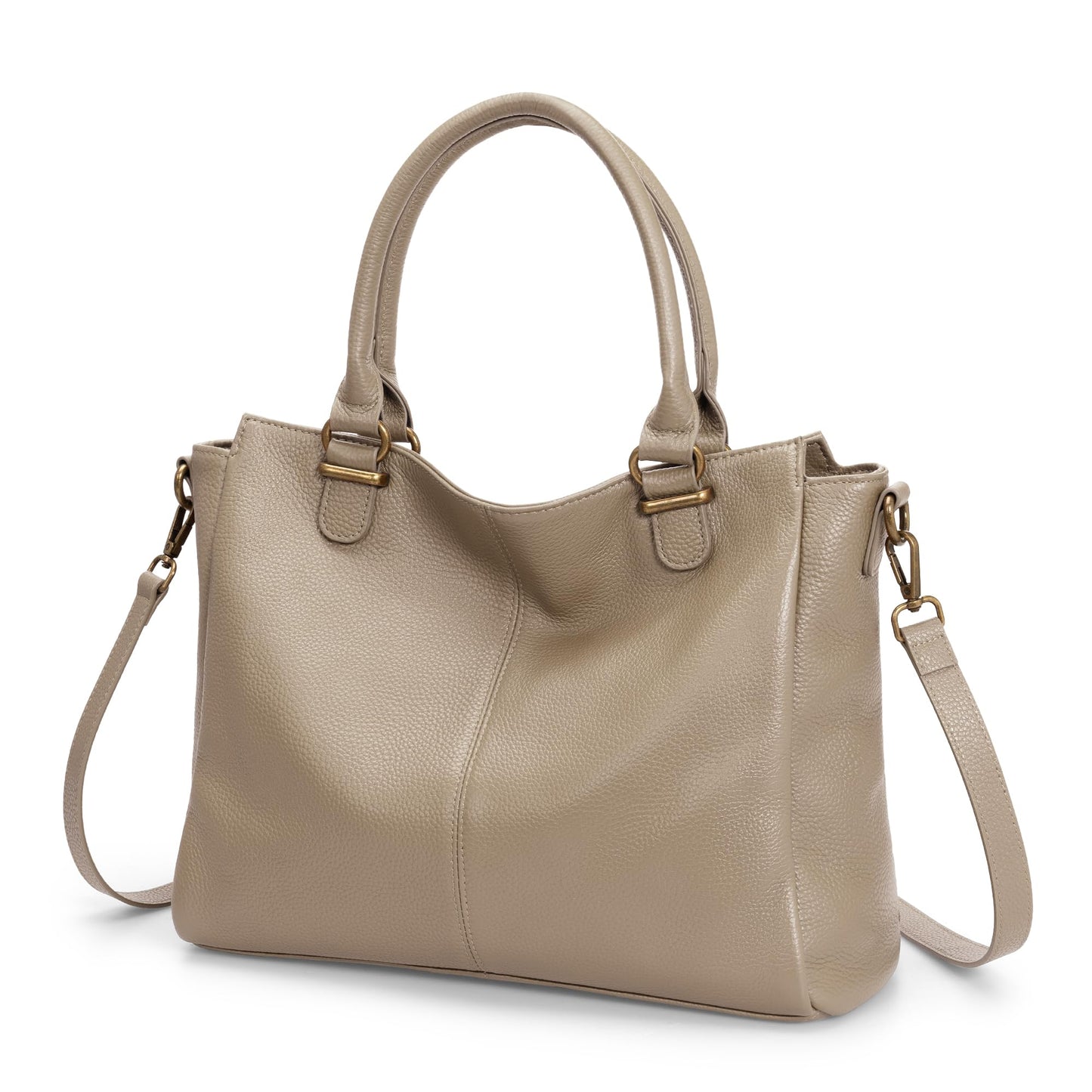 befen Soft Genuine Leather Medium Tote Bag Crossbody Bags for Women Leather Purses Handbags Satchel Purse Shouder Bag with Top Handles for Daily & Travel Taupe