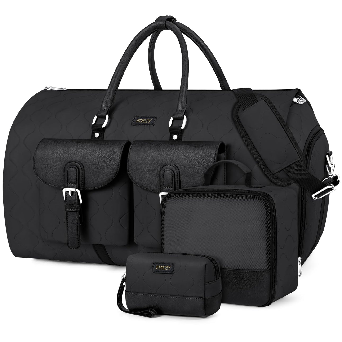 Garment Duffel Bag for Travel - ITIEZY Convertible Carry on Garment Duffel Travel Bag for Women Men Large Weekender Bag with Shoes Pouch 2 in 1 Hanging Suit Travel Duffel Bag 3pcs Set