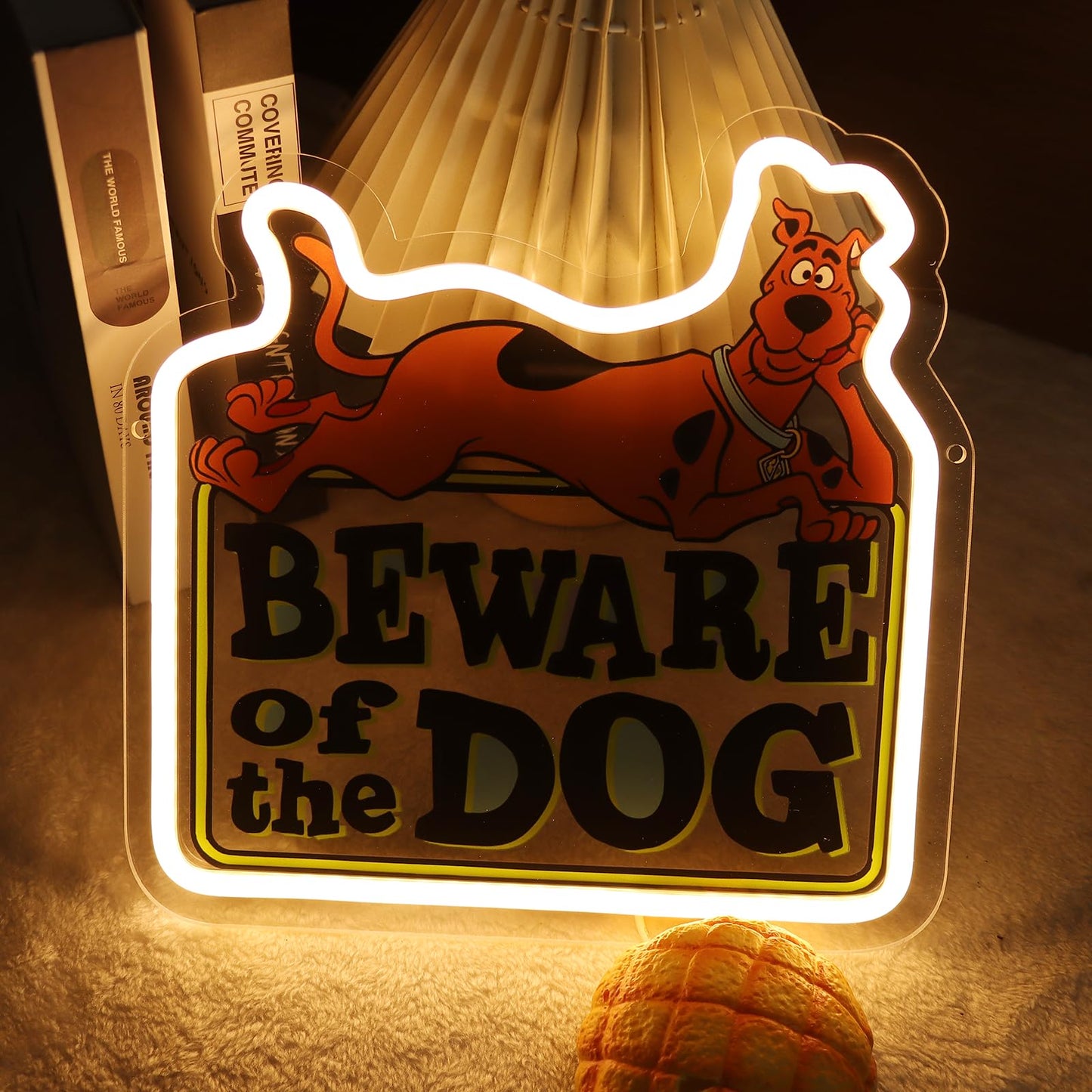 Beware of Dog Neon Sign LED, Funny Warning Dog Neon Light for Wall Decor, USB Powered Dog Warning Sign for Home Bar Garage Porch Pet Lover Room Decor, Warm White