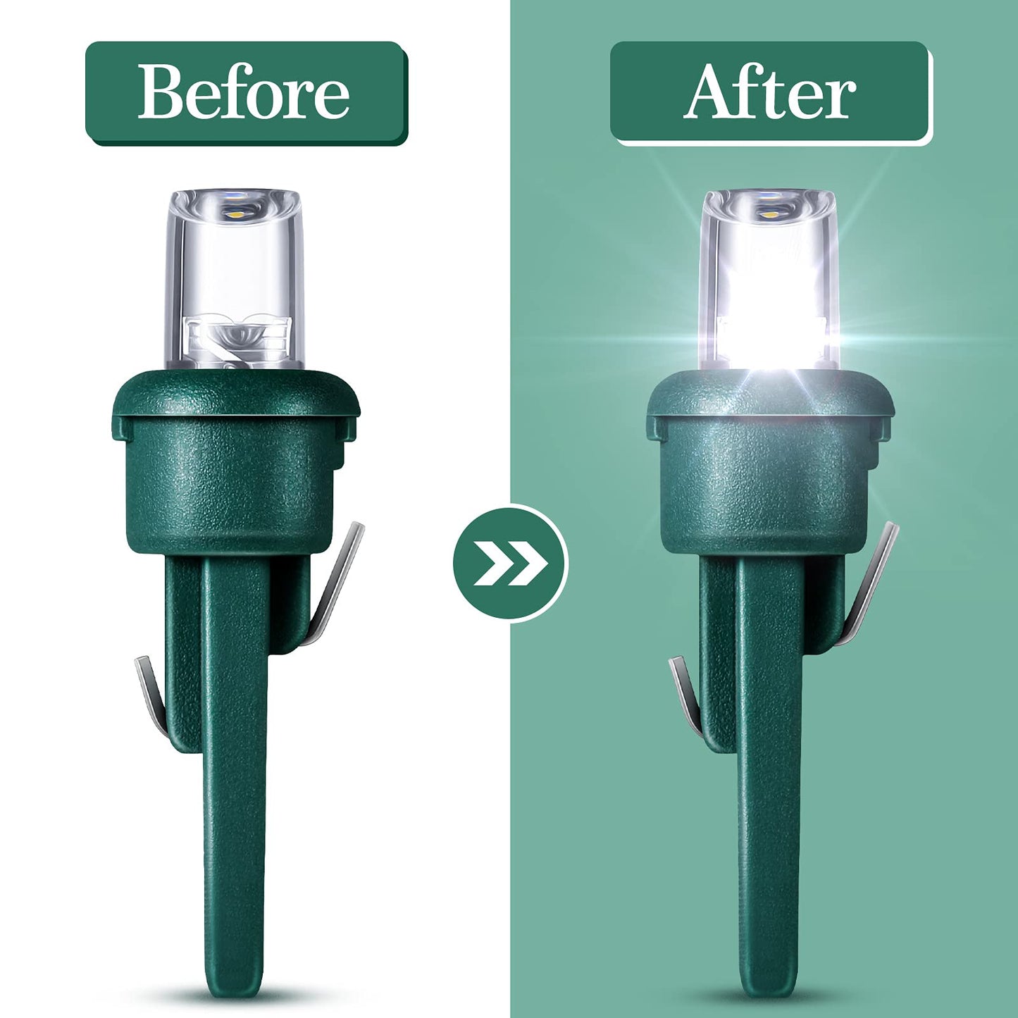 Honoson 180 Count 5 mm Winter LED Replacement Bulbs Bulk Wide Angle Winter LED Light Bulbs String Replacement Festival Light Garland Outdoor Tree Home Decoration (Green Base with Cold White Bulb)