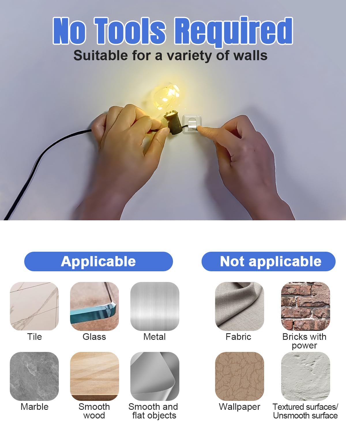 LZC Hooks for Outdoor String Lights Clips: 25 Pack Square Clear Large Heavy Duty Light Hook Waterproof Adhesive Strips - Outside Hanging Rope Light Cable Cord Holders Organizer