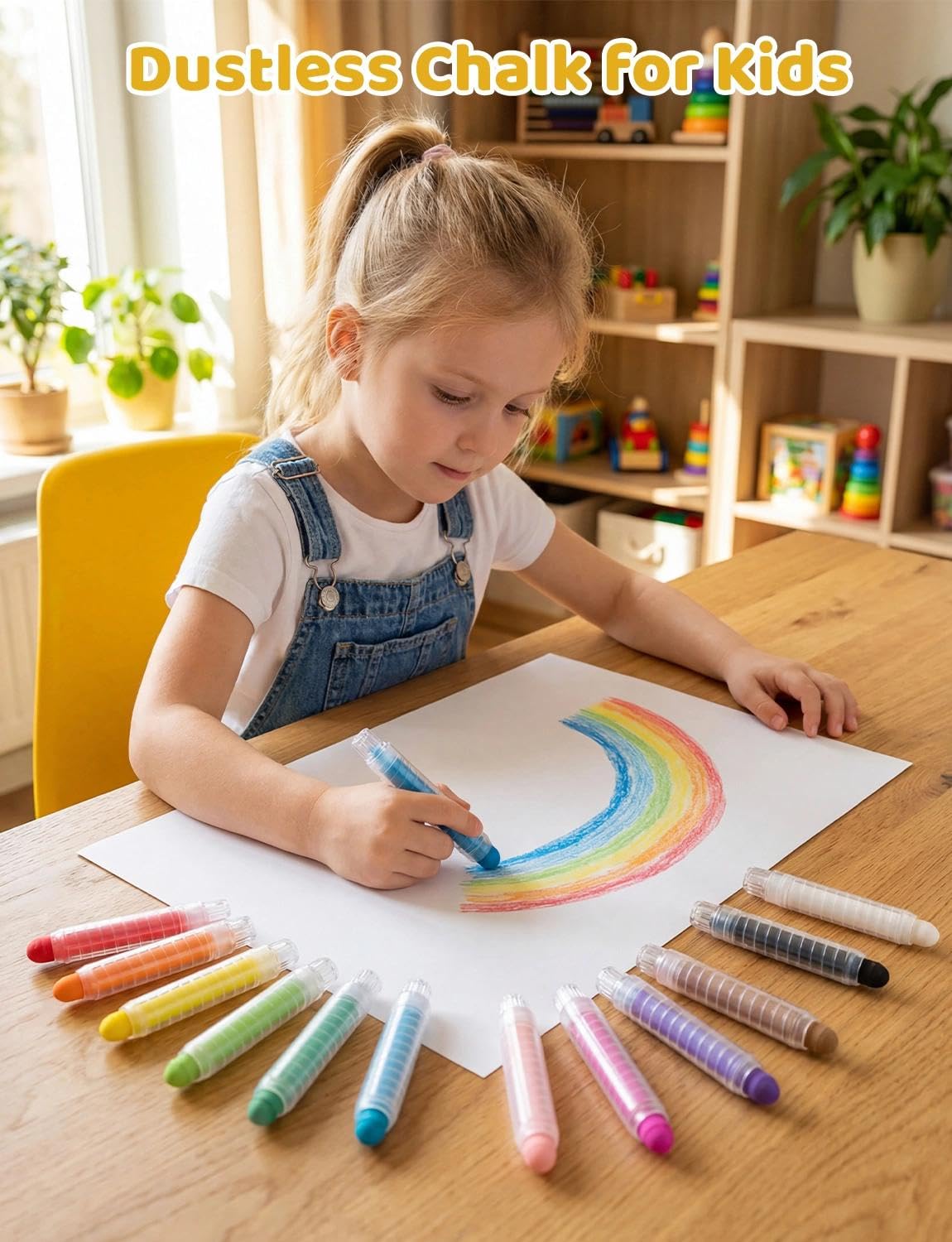ZHBDMGK Sidewalk Chalk Set with Holder for Kids, 12Pcs Toddler Chalk in 12 Colors for Blackboard Drawing Writing Toys Gift Party Favors