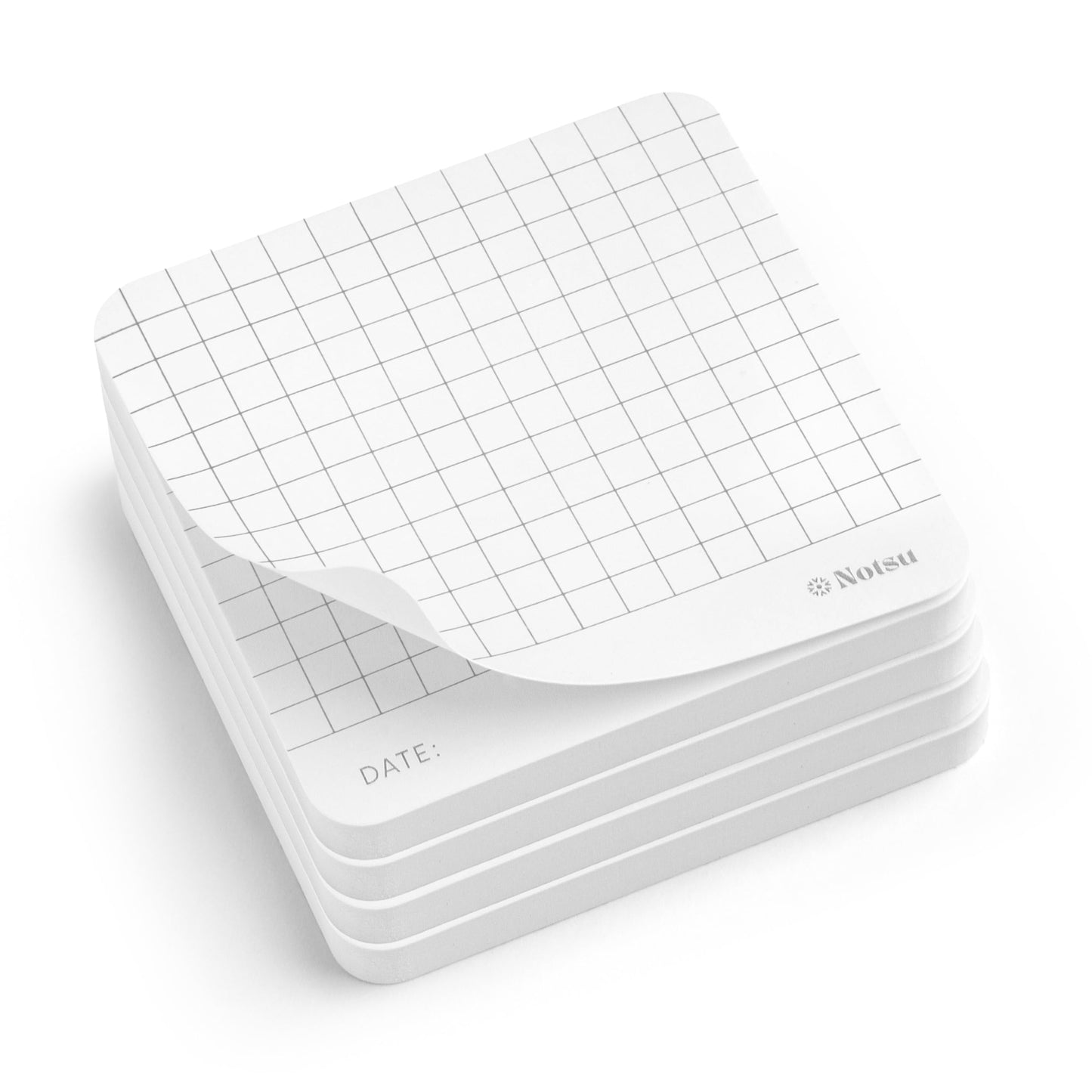 Notsu Graph Grid Sticky Notes 4pk | Premium Thick Paper 120g | Graphing Memo Pads with Date, 3" x 3"