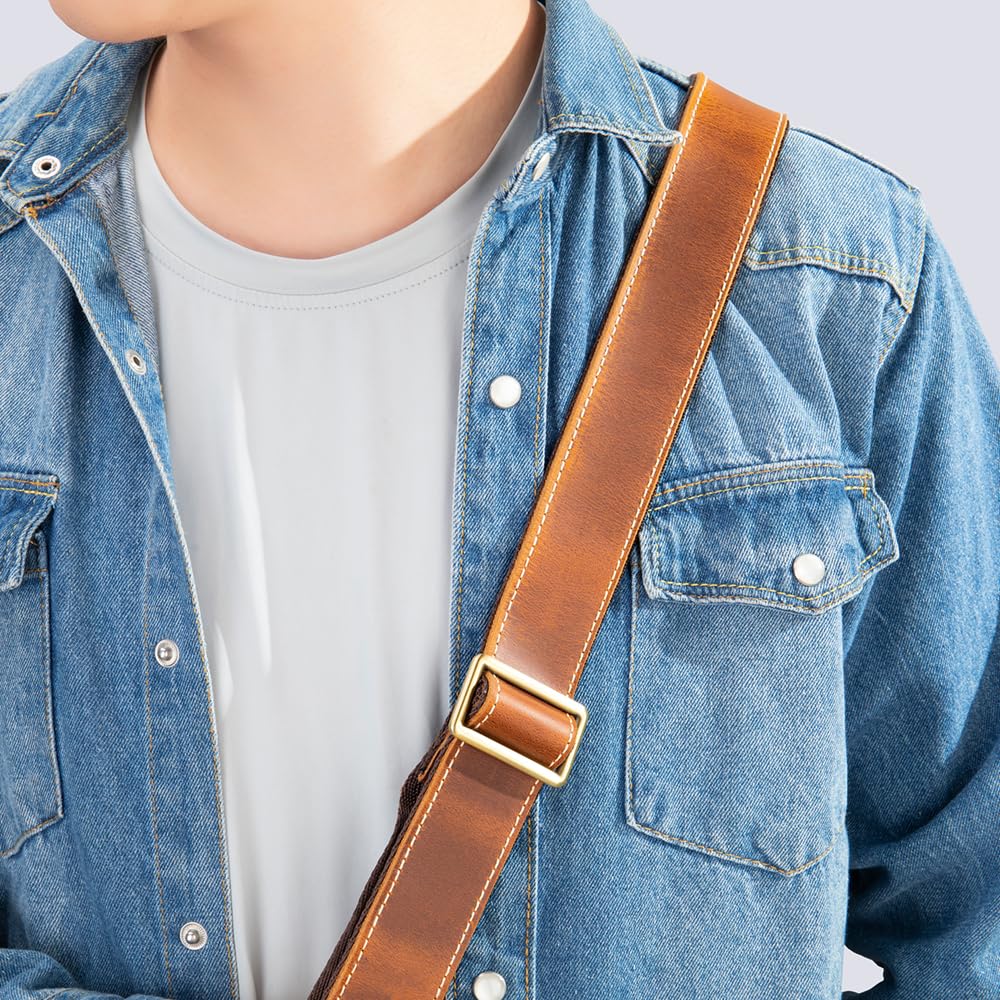 Leather Bag Strap Replacement - Adjustable Shoulder Strap for Messenger Briefcase Duffle Crossbody Bags