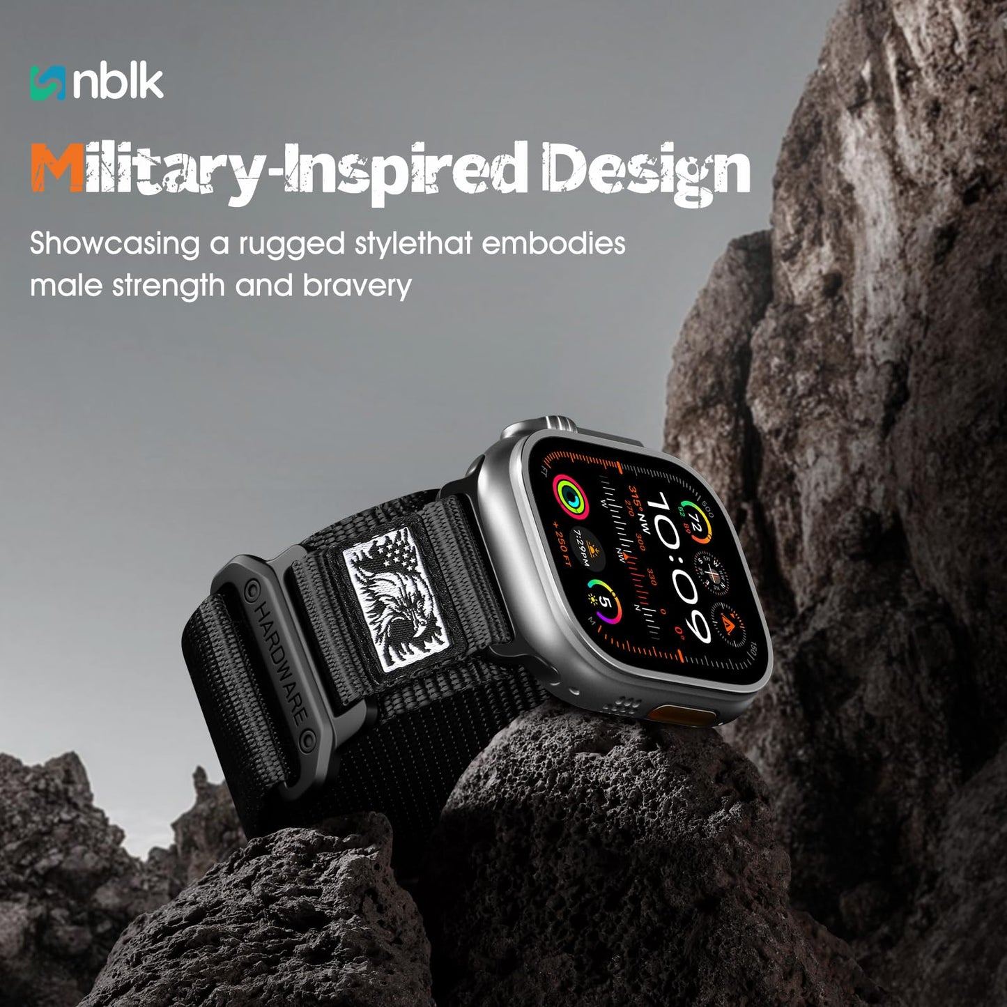 SNBLK Rugged Nylon Braided Bands Compatible with Apple Watch Series 10 Band for Men 49mm 46mm 45mm 44mm 42mm, Soft Woven Stars- Stripes Flag Strap for iWatch Ultra 2 Series 9 8 7 6 5 4 3 1 SE