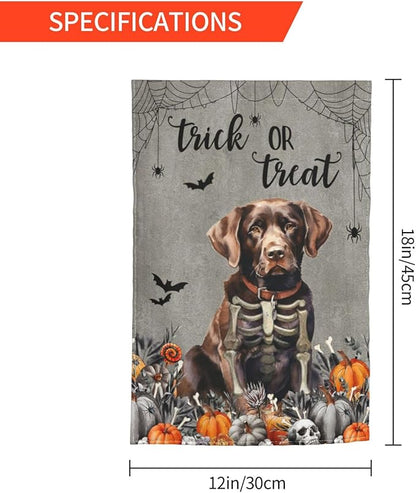 Halloween Labrador Chocolate Dog Bat Pumpkin Garden Flag Welcome Party Outdoor Outside Decorations Picks Home House Garden Yard Decor 12x18 Inch
