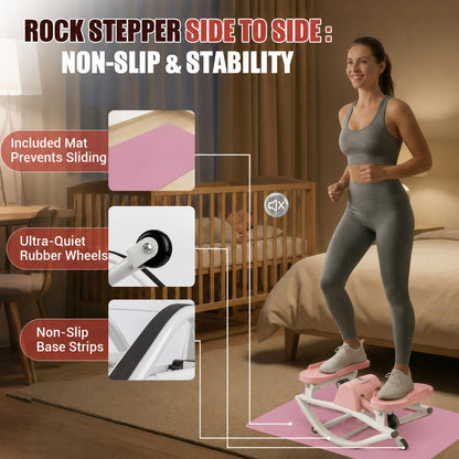 Rock Stepper for Exercise at Home, Rocking Stepper Side to Side with Resistance Bands & Digital Display, 300 LBS Capacity Full Body Workout Low-Impact Knee-Friendly Anti-Slip Side Stepper