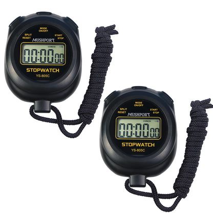 MUSHPORT 2 Pack Digital Stopwatch Sport Timer, ON/Off Countdown Large Display Simple Stop Watch for Sports Coaches PE-Teacher Referees, Black