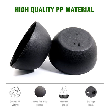 WSMKSZ 10 inch Hanging Planters for Outdoor Indoor Plants with Drainage Holes and Chain, 2 Pack Round Hanging Flower Pots for Garden Home Porch Decor, Black