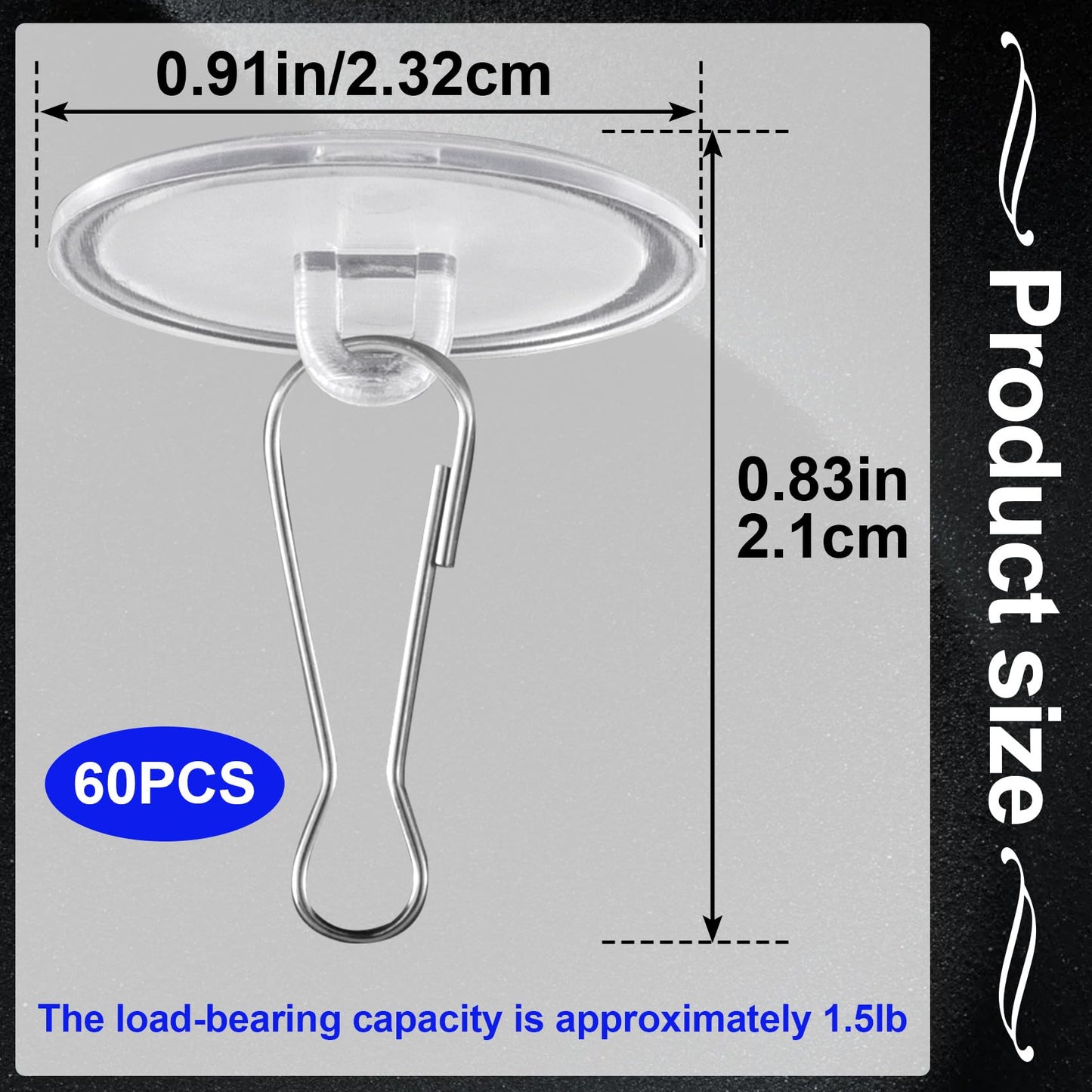 HINZIC 60 Pack Self-Adhesive Ceiling Hooks for Hanging, Heavy Duty No-Drill Ceiling Discs Sticky, Transparent Wall Hanger for Festival Wedding Birthday Party Christmas Balloon Decorations
