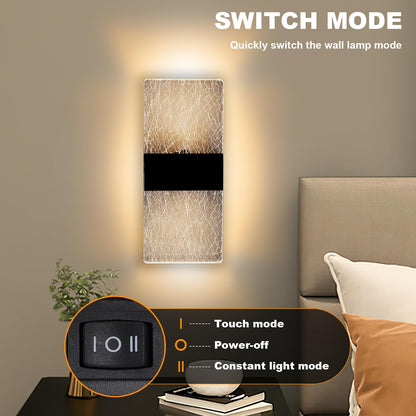 Liyabber LED Touch Control Wall Lamp, Modern Indoor Light with Switch, USB Rechargeable Battery Light, Magnetic Installation, Wireless Black Sconces Lighting 3000K Brightness Adjustable 2 Pack