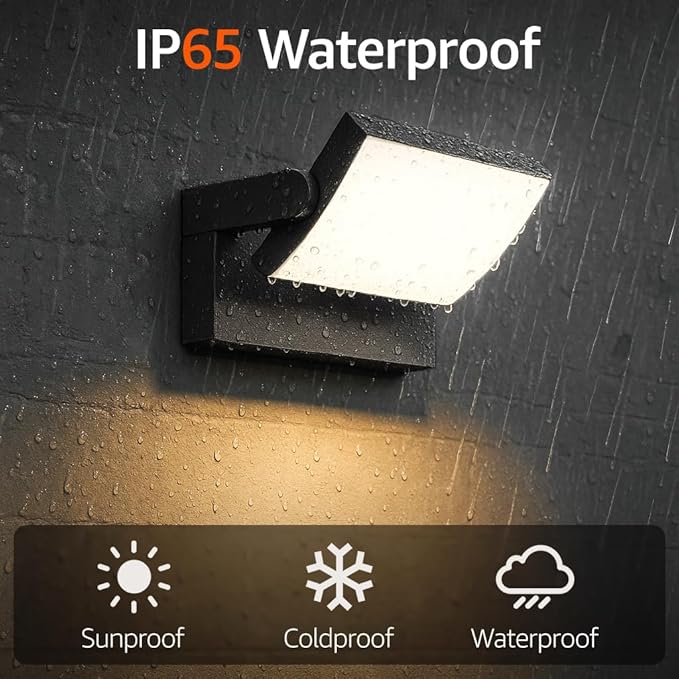 2 Pack Modern Outdoor Lights, 40W Black LED Exterior Light Fixture, 3000K Outdoor Wall Sconce, IP65 Waterproof Porch Lights for House