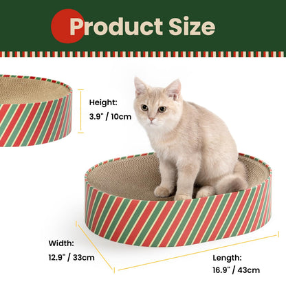 Conlun Cat Scratcher Bed,2 in 1 Oval Cat Scratching Board for Indoor,Scratch Pad Corrugated Cardboard Lounge Bowl Nest Couch Sofas for Kitty Playing&Resting,Ideal forChristmas-Gifts Holiday