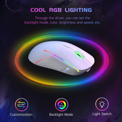 FFJ Wireless Gaming Mouse, 24000 DPI, Tri-Mode 2.4G/USB-C/Bluetooth 5.3 Gaming Mouse Wireless, RGB Programmable Mouse Gamer, 75Hrs Battery Life, Rechargeable Gaming Mice for PC, Mac, PS5, Xbox - Black
