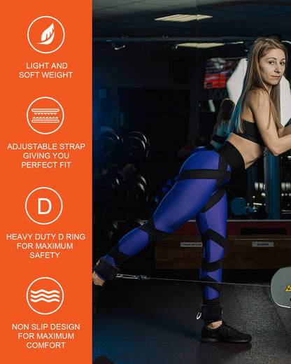 ATENTO 2 Pairs Ankle Strap for Cable Machine, Comfortable Padded Ankle Wrist Cuffs for Kickbacks, Glutes Workout & Lower Body Exercises, Adjustable & Breathable Ankle Straps for Women & Men (Black)