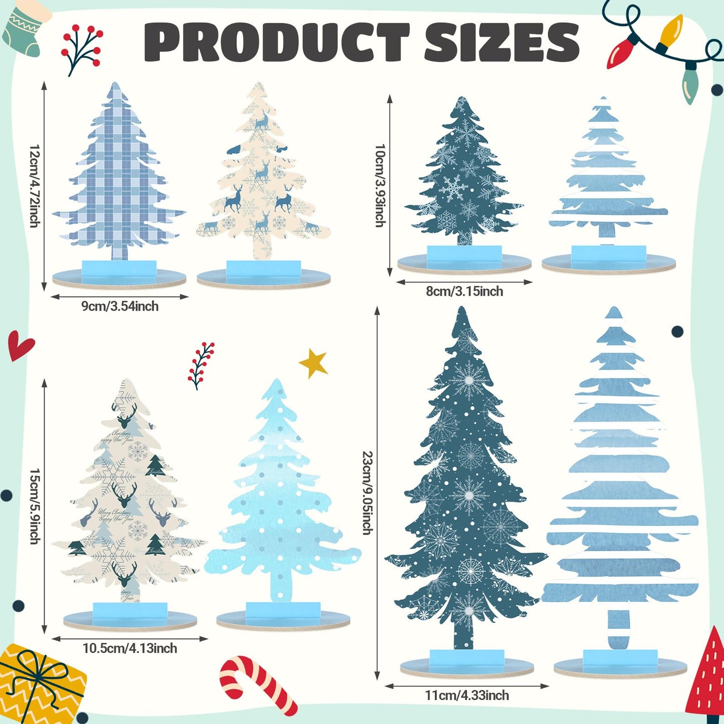 Namalu 16 Pcs Christmas Table Decorations Christmas Tree Centerpieces Buffalo Plaid Snowflakes Table Top Centerpiece for Home Indoor Xmas Winter Holiday Party Supplies Decor (Merry)