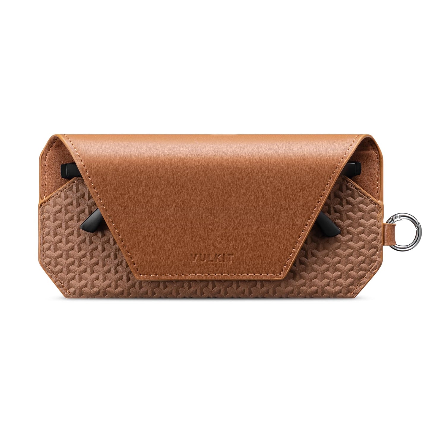 VULKIT Portable Leather Eye Glasses Case for Women & Men, Slim Sunglass Case, Unisex Eyeglass Case, Fit Most Standard Eyeglasses and Sunglasses, Brown