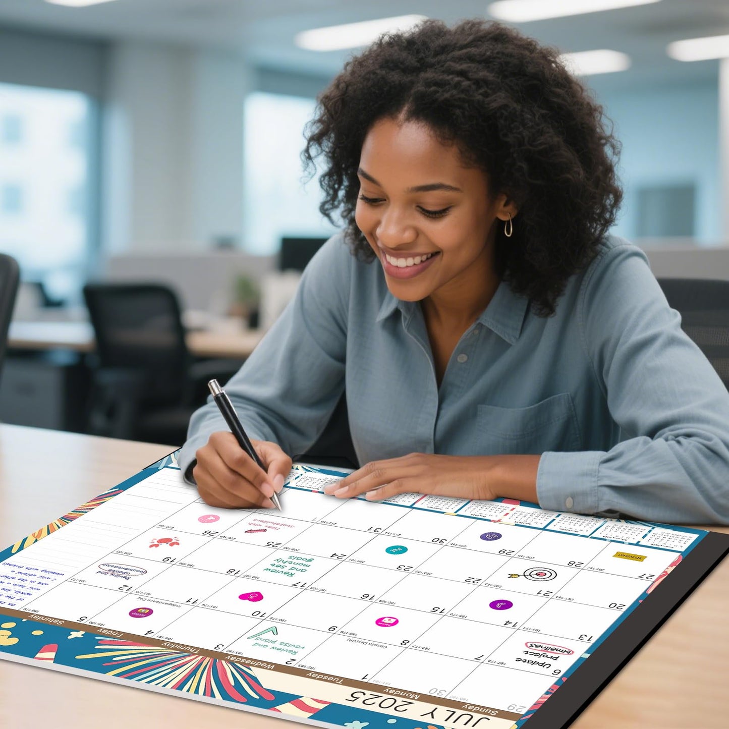 Gannyfer Desk Calendar 2026-2027, 18-Month Large Desk Calendar, Use Now Through June 2027, 22" x 17" Desktop Pad Calendar, Perfect for Your Home, School, or Office (6 Stickers Included)