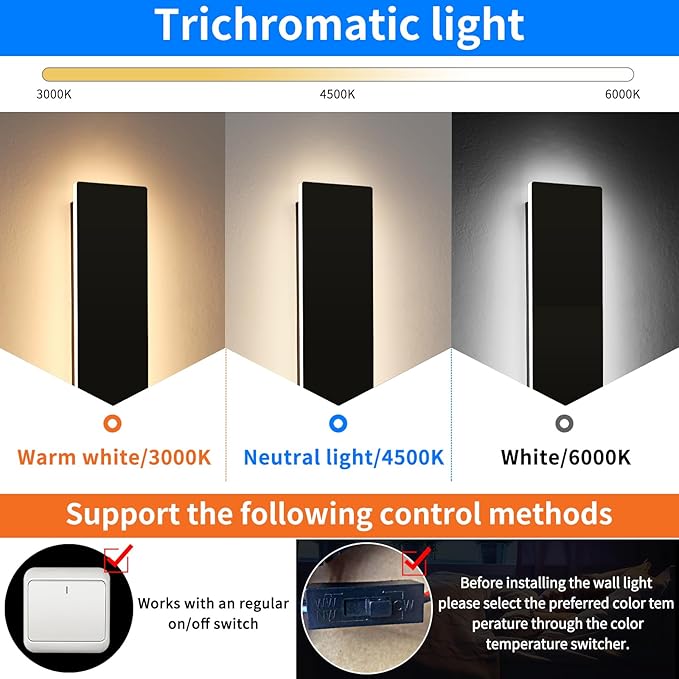 Mikeru Upgraded 2 Pack 31.4" Modern Outdoor Wall Sconce, 4.3" Wide IP65 Waterproof Exterior Light Fixtures Cover US Junction Box, 3000K/4500K/6000K 3-Color Temp LED Porch Lights for Garage, Patio