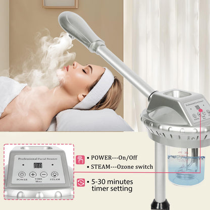 Professional Facial Steamer for Deep Hydration,2in1 Ozone Face Steamer with 5X Magnifying Lamp,Suitable for Home Use or Beauty Spa Deep Cleansing and Hydration