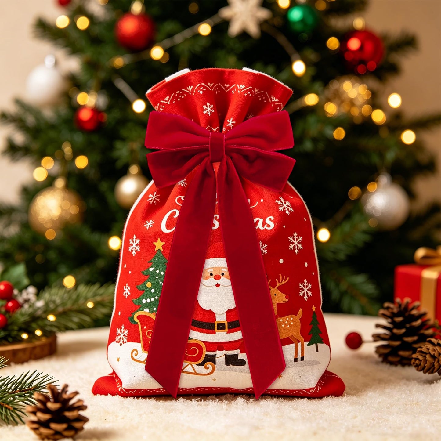 YSTECH 36PCS Red Velvet Bows for Christmas Tree, 4x8 Pre-Made Luxury Velvet Ribbon Bows Ornaments with Twist Ties & Self Adhesive for Xmas Tree Wreath Garland Gift Wrapping Home Indoor Outdoor Decor