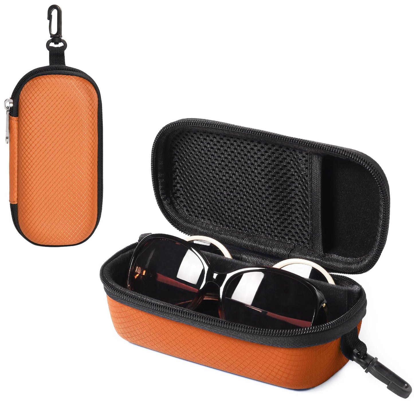 Bukere Double Eyeglasses Case with Adjustable Slots, EVA Hard-shell Travel Dual Glasses Sunglasses Organizer for Men Women (2 Slots, Orange)