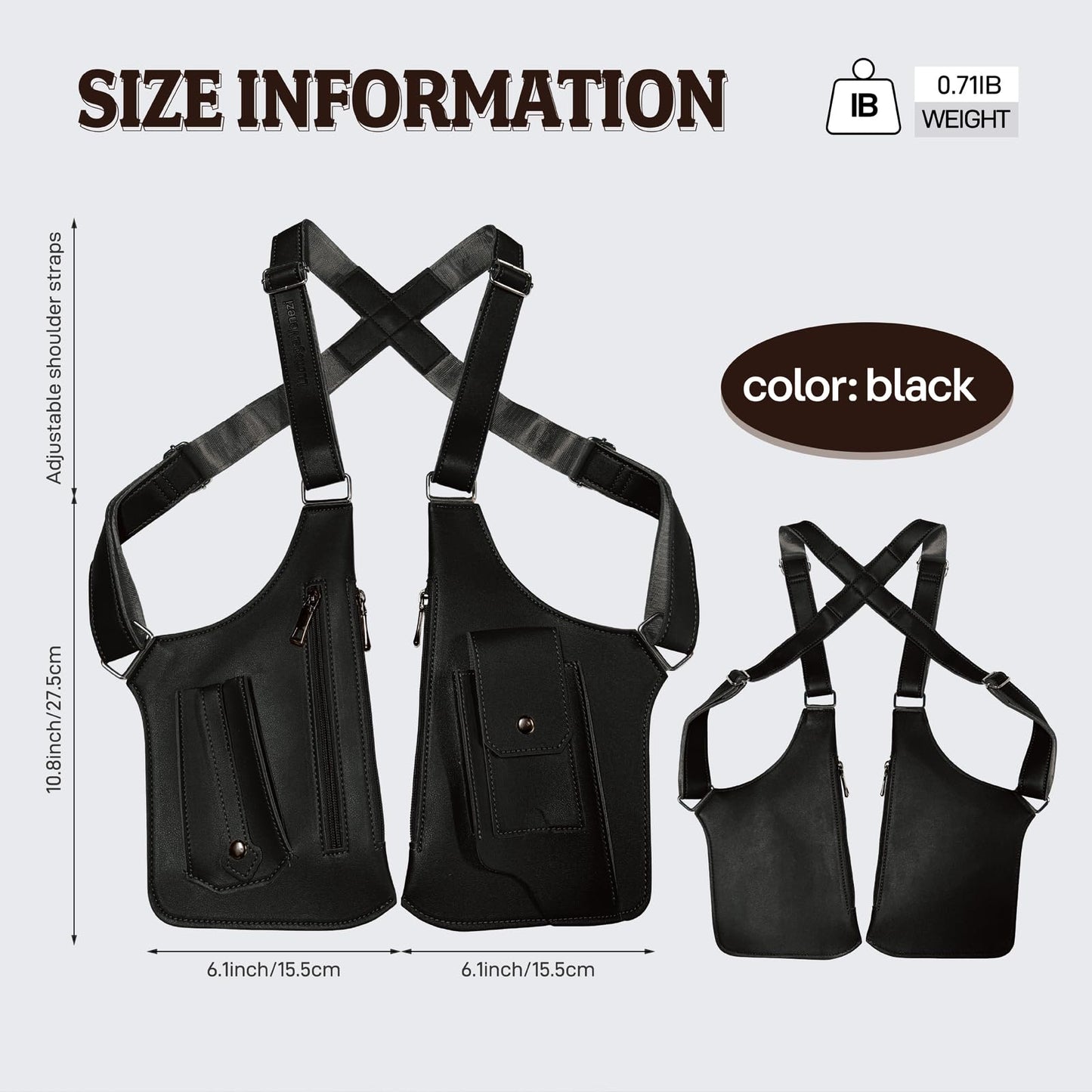 Double Shoulder Armpit Bag,Underarm Shoulder Bag for Men, Anti-Theft Underarm Wallet Pocket Holster Phone Leisure Double Shoulder Pouch,Multi-Purpose Armpit Tactical Bag,Travel Outdoors Easter (Black)