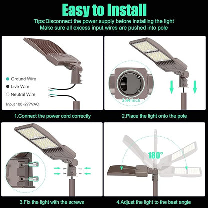 BBESTLED 2 Pack 320W LED Pole Light Outdoor Parking Lot Lights Dusk to Dawn 44800LM IP65 5000K Shoebox LED Light with Slip Fit Mount Area Street Stadium Roadway Lighting 100-277VAC Input