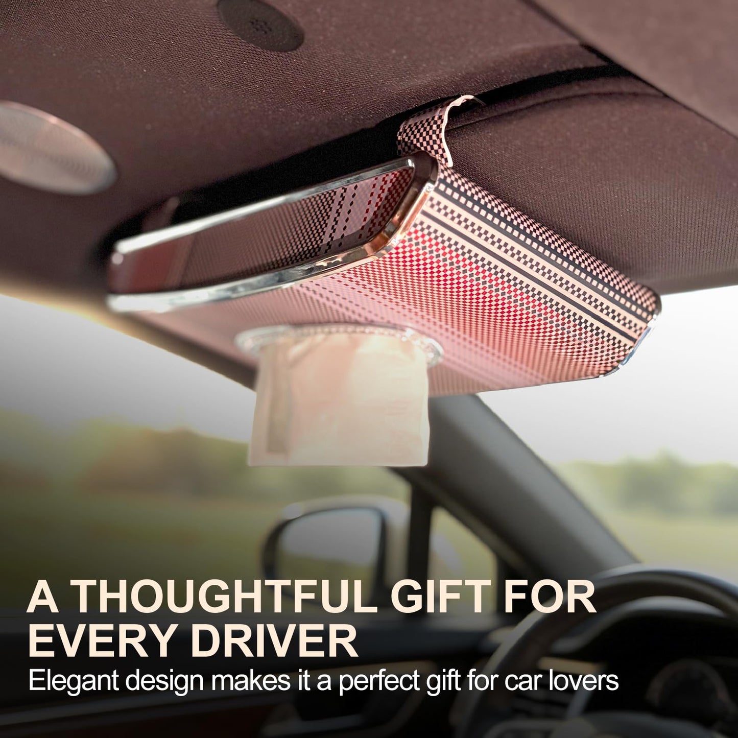 Oktree Car Tissue Holder, Faux Leather Visor Tissue Box Holder with Secure Clip, Hanging Tissue Dispenser for Sun Visor or Seat Back, Easy Access Organizer, Fits Most Cars SUVs Trucks (Hanging)