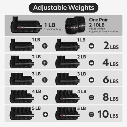 AmStaff Fitness Adjustable Ankle Weights 1 Pair 2 4 6 8 10 Lbs Leg Weight Straps for Strength Training, Walking, Jogging, Running, and Fitness Workouts – 1-5 lbs Each Ankle, 10 lbs Pair Set (Purple)