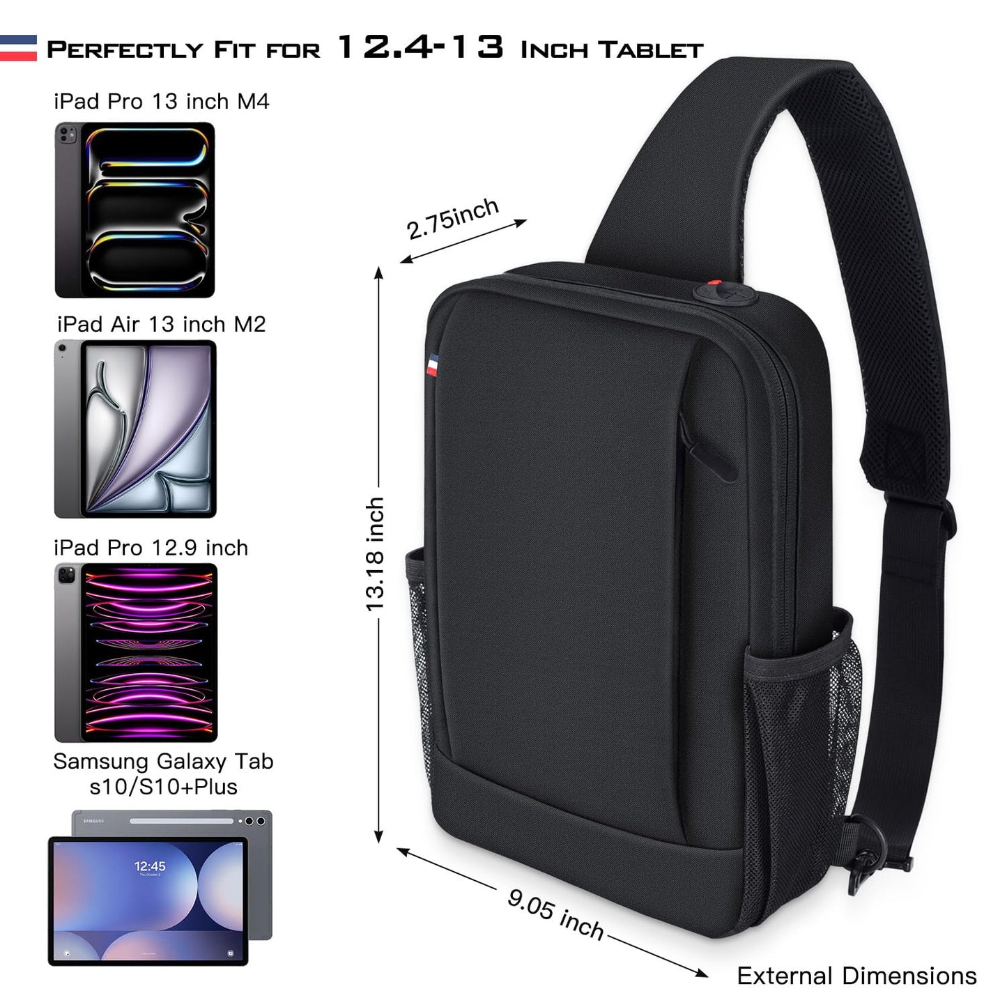 Tablet Sleeve for iPad Air 13 Inch M4 M3 M2/iPad Pro 13 M5 M4/iPad Pro 12.9" 6/5/4/3/2/1 with Magic Keyboard/MacBook Neo 13 inch,Samsung Galaxy Tab S10+ S9+ Plus FE+/S8+ 12.4" Carrying Shoulder Bag