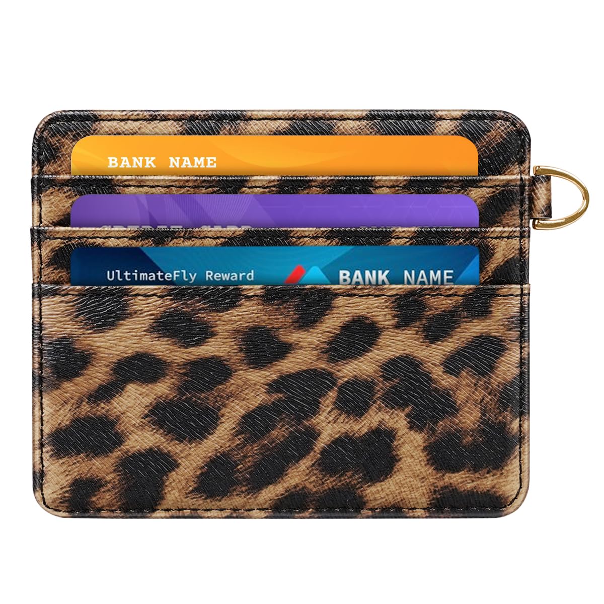 Simikol Slim Minimalist Pocket Credit Card Holder Wallet RFID Blocking Lightweight Thin Small Cute Card Cases,Leopard