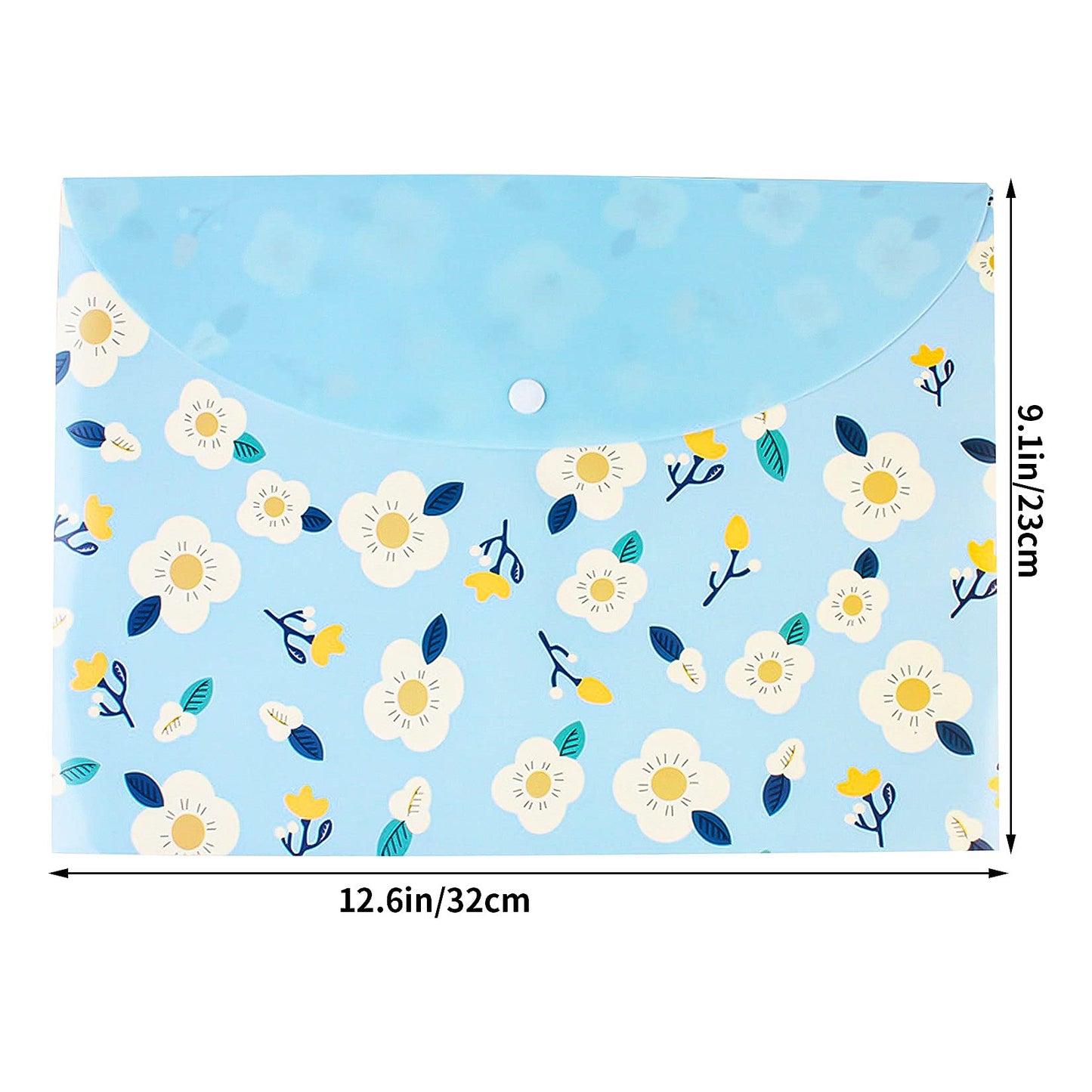 10 pcs Style Floral Printed A4 Paper Document File Folder Poly Envelopes Document Organizer Booklet File Paper Folders with Snap Button 4 Color (4 Color, A4)