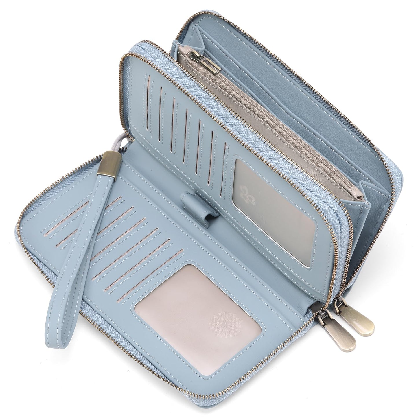 GAEKEAO Wallet for Women Clutch Leather RFID Blocking Wristlet Purse Zip Around Wallets Large Capacity Credit Card Holder
