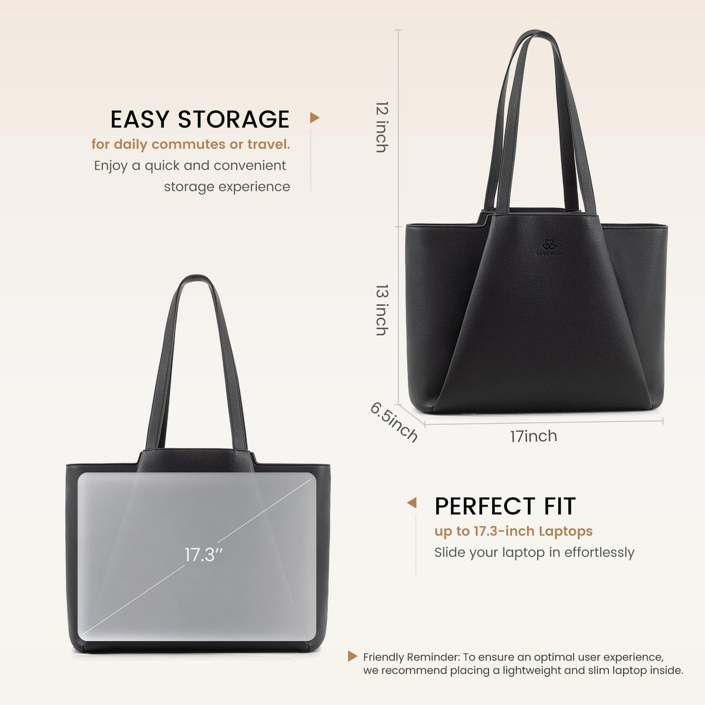 LOVEVOOK Work Tote Bags for Women - PU Leather Laptop Tote Bag for Women with Clutch, Large Capacity Office Purse Computer Briefcase for Casual Business Travel, Black