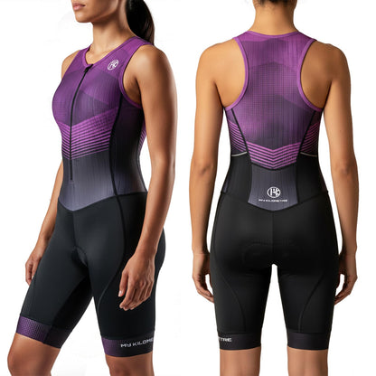 MY KILOMETRE Women's Triathlon Suit | One-Piece Padded Tri Suit with UPF 50+ Quick Dry for Triathlon Racing & Training (Purple XX-Large)