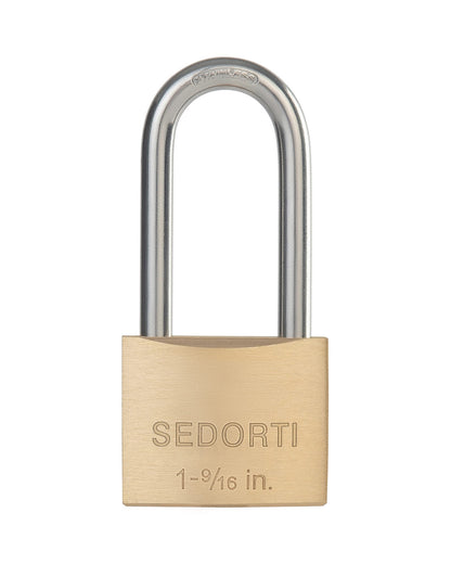 SEDORTI Outdoor Weatherproof Padlock with Stainless Steel Shackle and Solid Brass Body, Marine Grade Rustproof Long Lock for Sheds, Storage Unit School Gym Locker, Fence, Toolbox, Hasp Storage