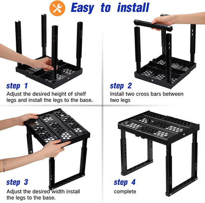 Piffny Locker Organizer Shelf， Adjustable Width and Height, Ideal Locker for School, Office, and Gym Lockers (Black 2 Pack), PLKSLF01