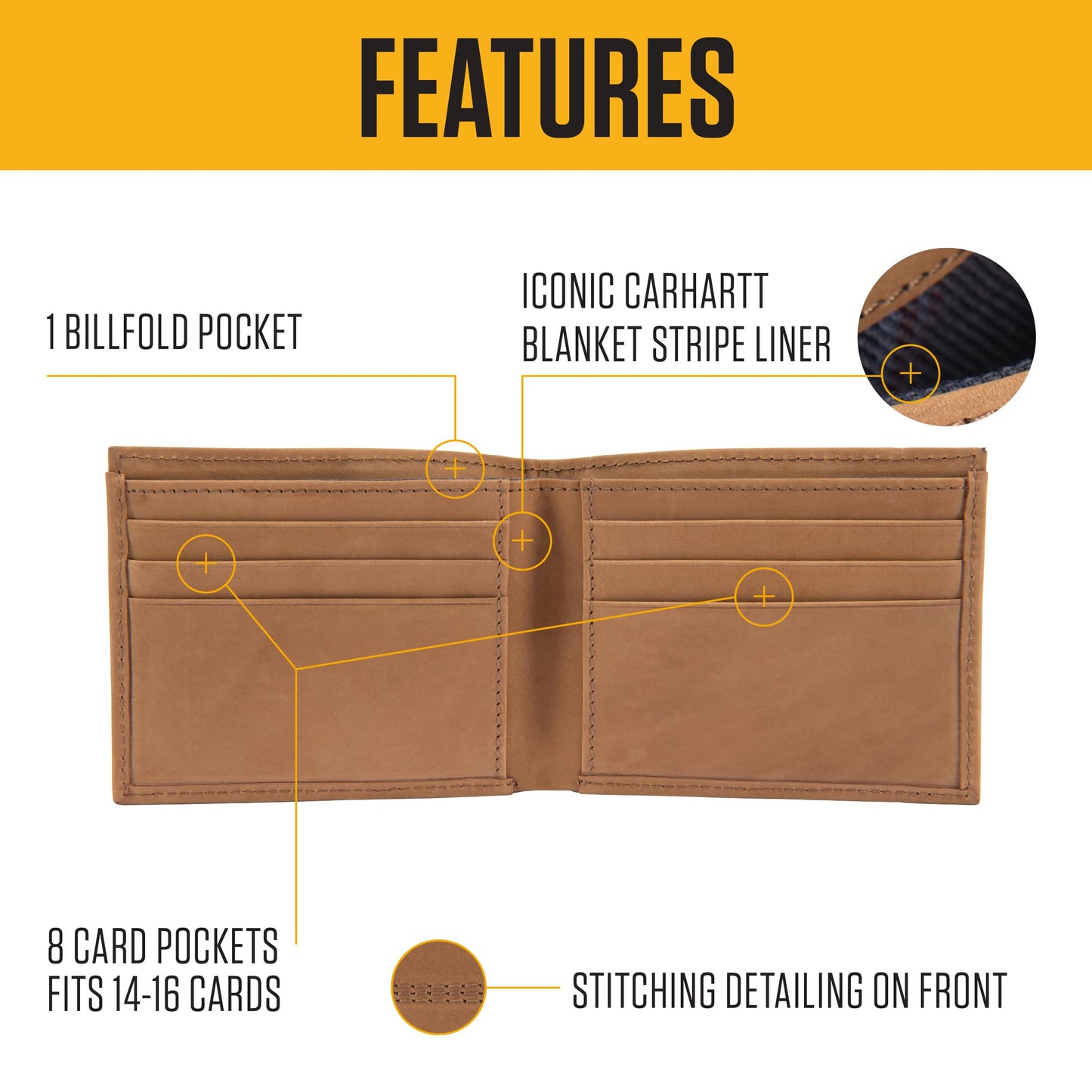 Carhartt Men’s Full Grain Saddle Leather Wallets, RFID Blocking Bifold, Trifold, and Front Pocket Options, Gifts for Men