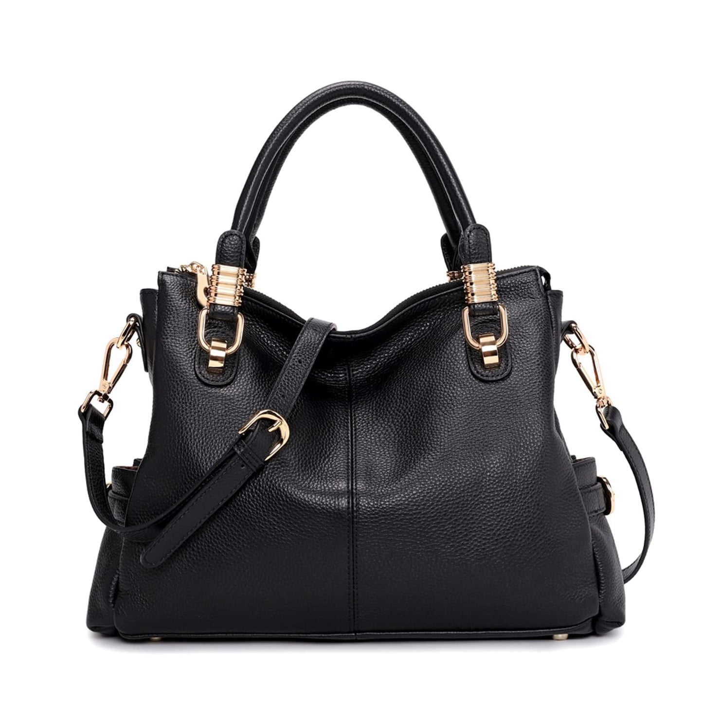 Kattee Soft Women Genuine Leather Purses and Handbags Satchel Tote Shoulder Bag (Black)