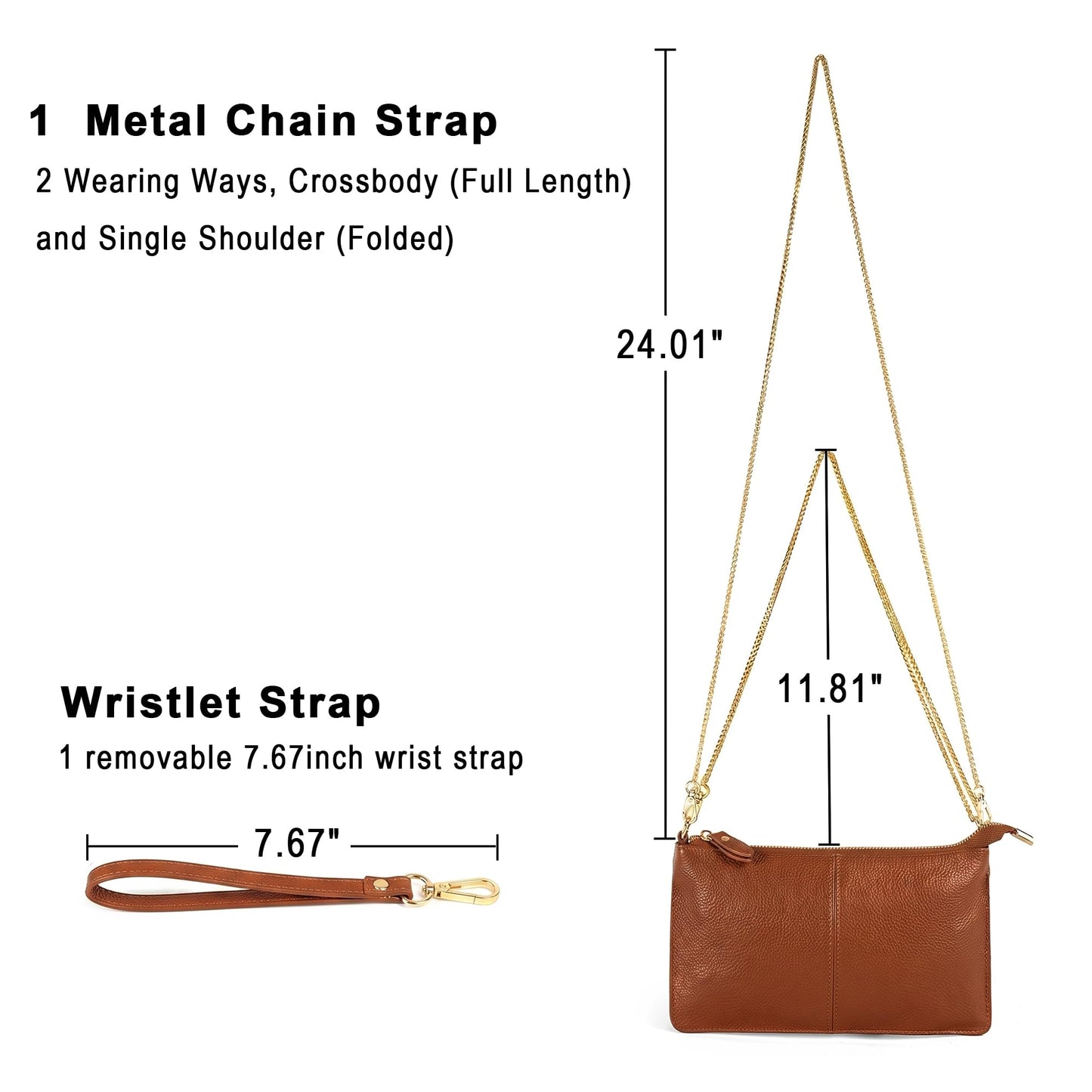 YALUXE Genuine Leather Wristlet Handbags Purses Cell Phone Pocket Clutch Wallet Crossbody Bags for Women