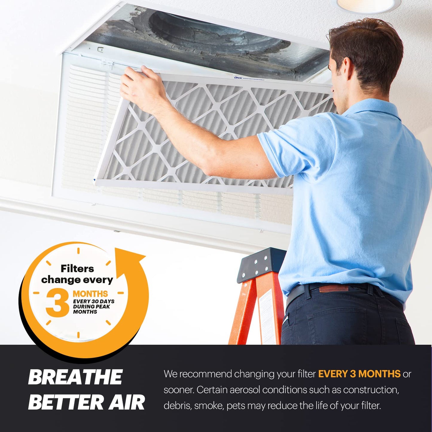 BNX 20x20x1 MERV 11 Air Filter 2 Pack - MADE IN USA - Electrostatic Pleated Air Conditioner HVAC AC Furnace Filters - Removes Dust, Mold, Pollen, Lint, Pet Dander, Smoke, Smog
